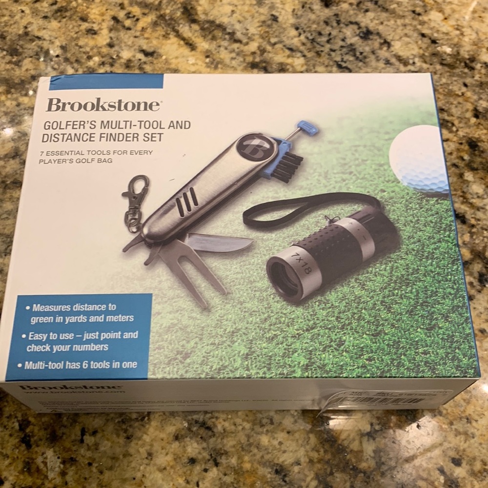 Brookstone Golfers Multi-Tool and distance Finder set, NWT